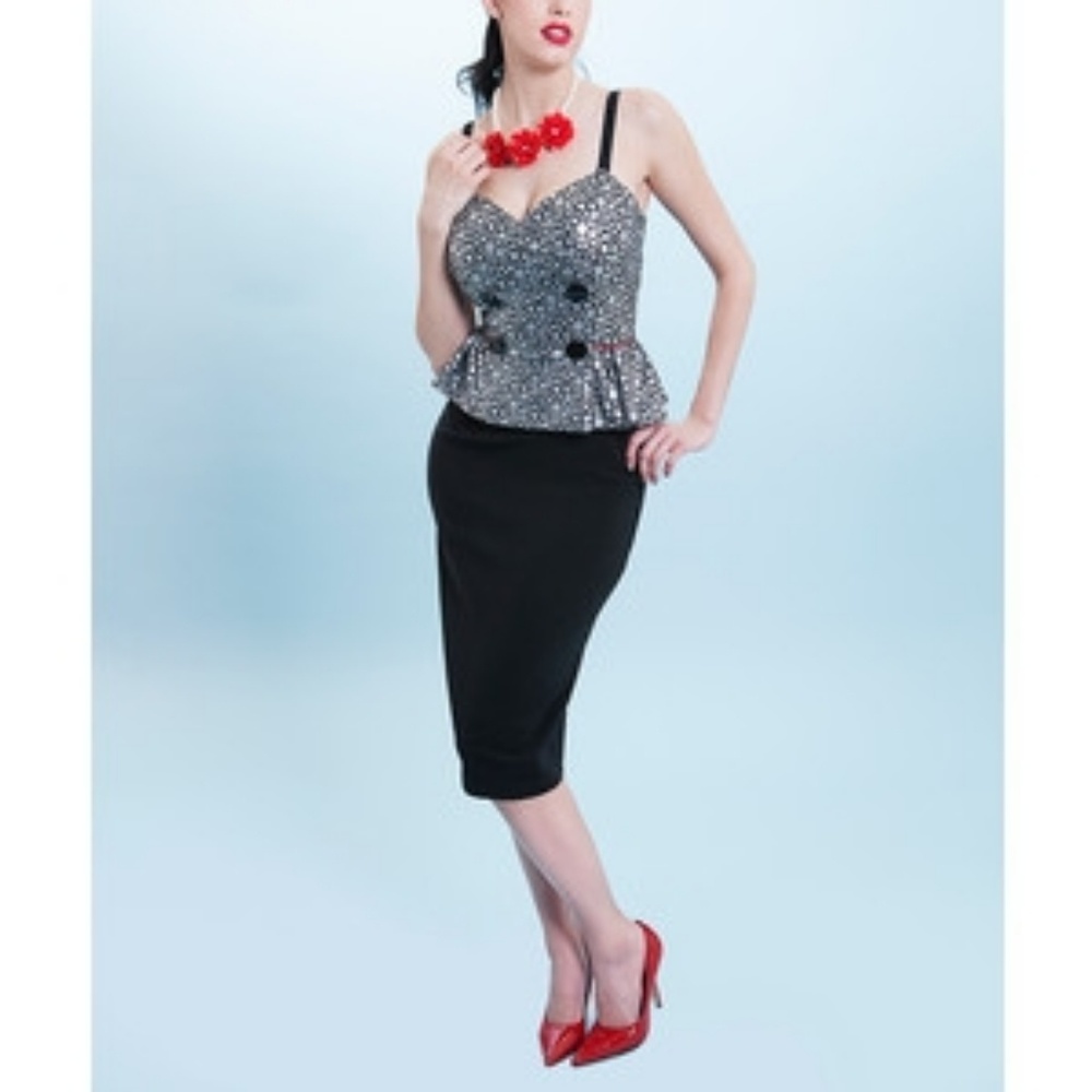 Tatyana Bettie Page Sexy Silver Wiggle Party Dress